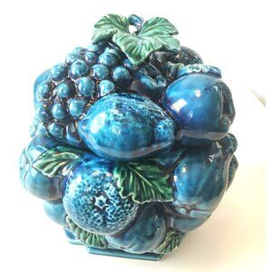 Vintage Inarco Mood Indigo Blue Cookie Jar with Lid | Canistar | 1960s | Footed